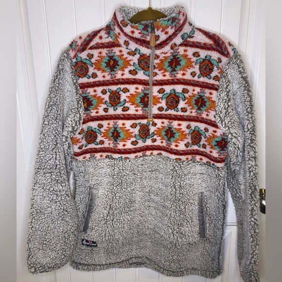 Simply Southern turtle patterned Sherpa half zip - Picture 2 of 7